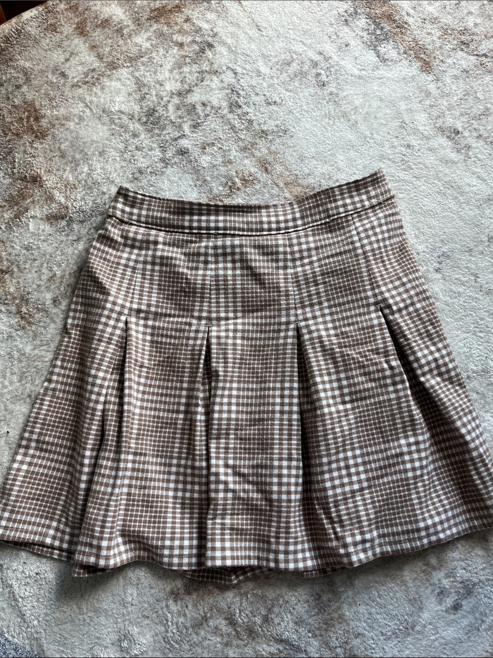 Hollister Brown & Cream Plaid Pleated Skirt